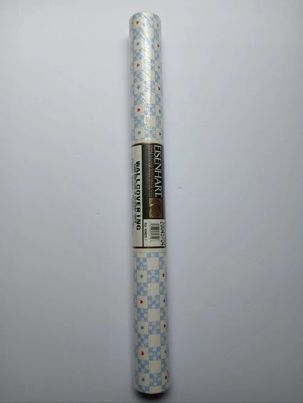 Vtg Eisenhart Double Roll Americana Blue Checkered Gingham W/ Stars And Hearts